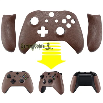 

Dark Brown Premium Texture PU Leather Top Shell Faceplate Replacement Parts with Side Rails Panel for Xbox-One X & S Controller