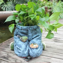 Длина до колен синие джинсы статуя двора плантатор Смола ваза домашний сад, фигурки джинсы украшение цветочный горшок суккулент ремесло