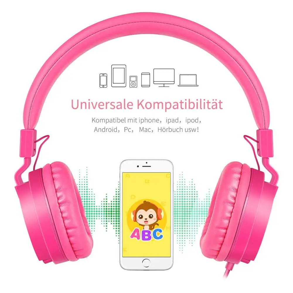 BASS Headphones Lightweight Stereo Foldable Wired Headphones for Kids Adjustable Headband Headset for Phones Computer PC Music