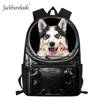 

Jackherelook Animal Pet Dog School Backpack for Children Large Capacity Bookbags for Girls Cute Husky Schoolbags BagPack for Boy