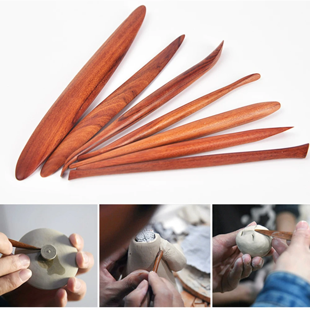 7PCS/SET Mahogany Clay Tools Pottery Tools Double Ended Clay Sculpting for Sculpting
