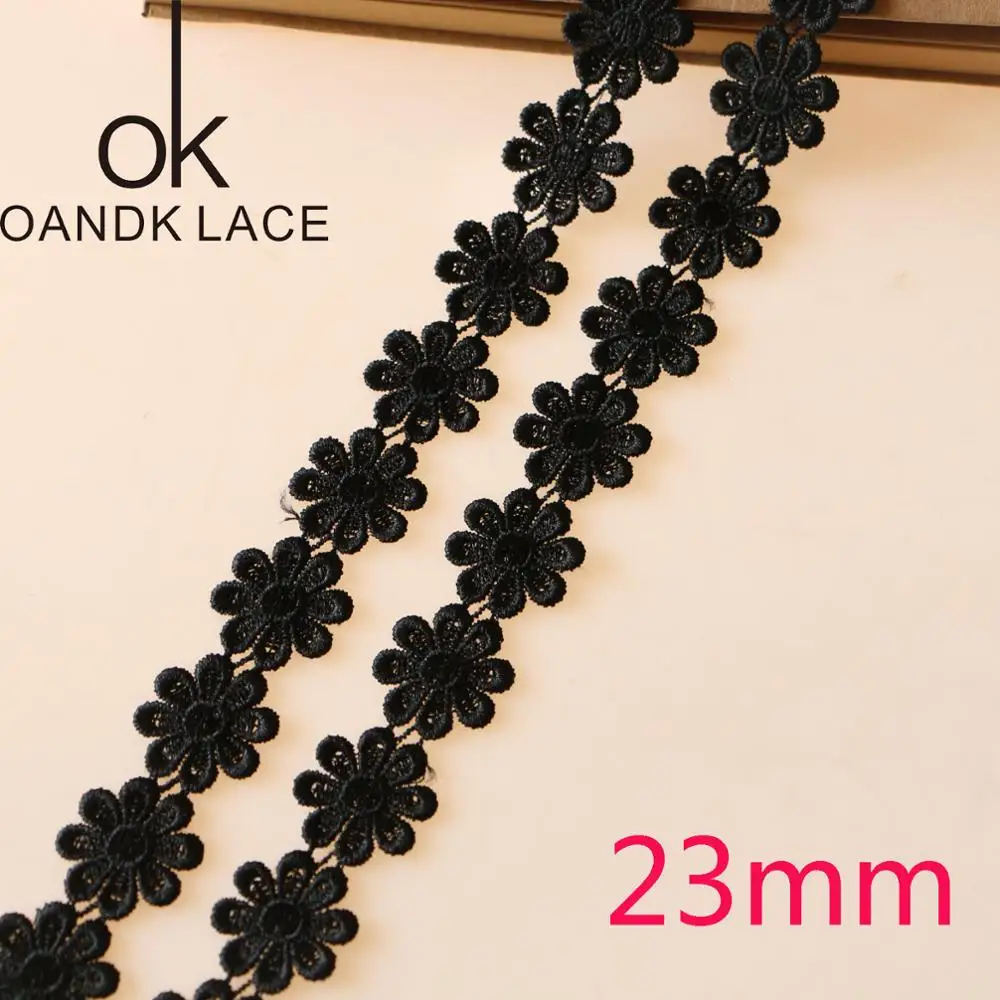 2 ярда/лот 5 см черный цветок кружево вышивка отделка ленты DIY свадебное шитье одежды ручной работы аксессуары D28 - Цвет: 23MM 2YARD
