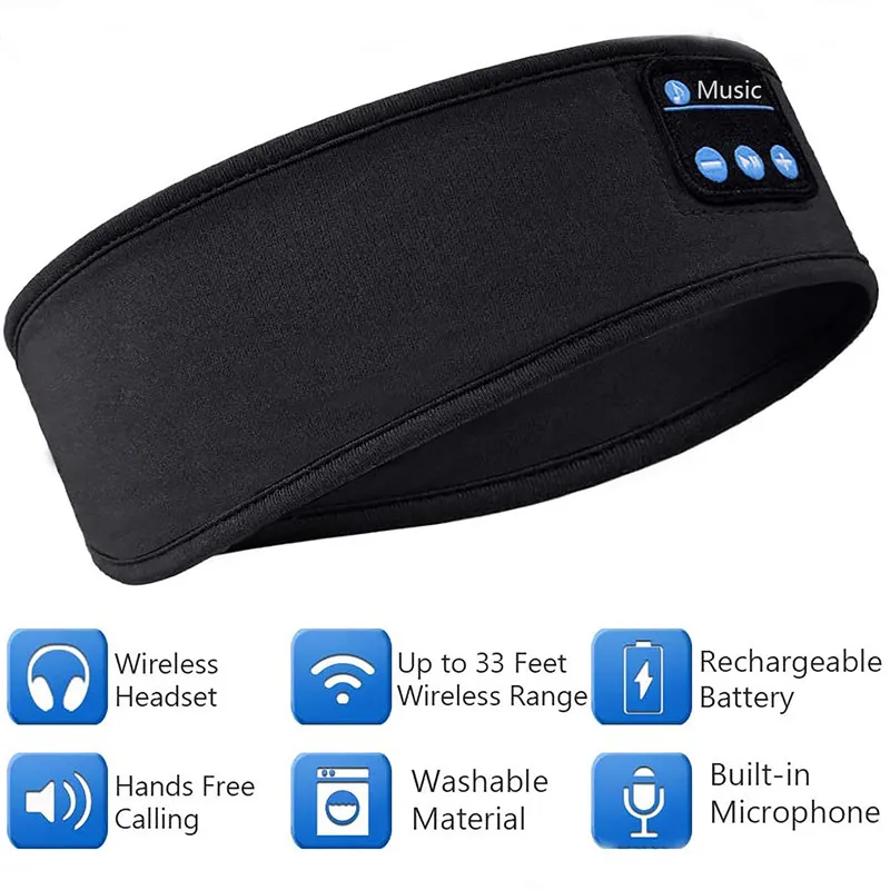 Women Wireless Music Eye Mask Bluetooth-compatible Sleeping Earphone Man Smart Sport Headband Headset with Mic Yoga Hair Bands | Спорт и