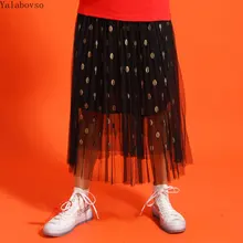 Осень, Женская юбка большого размера, длина размера плюс, высокая талия, шифоновая юбка, женская Юбка До Колена, A0AZ40