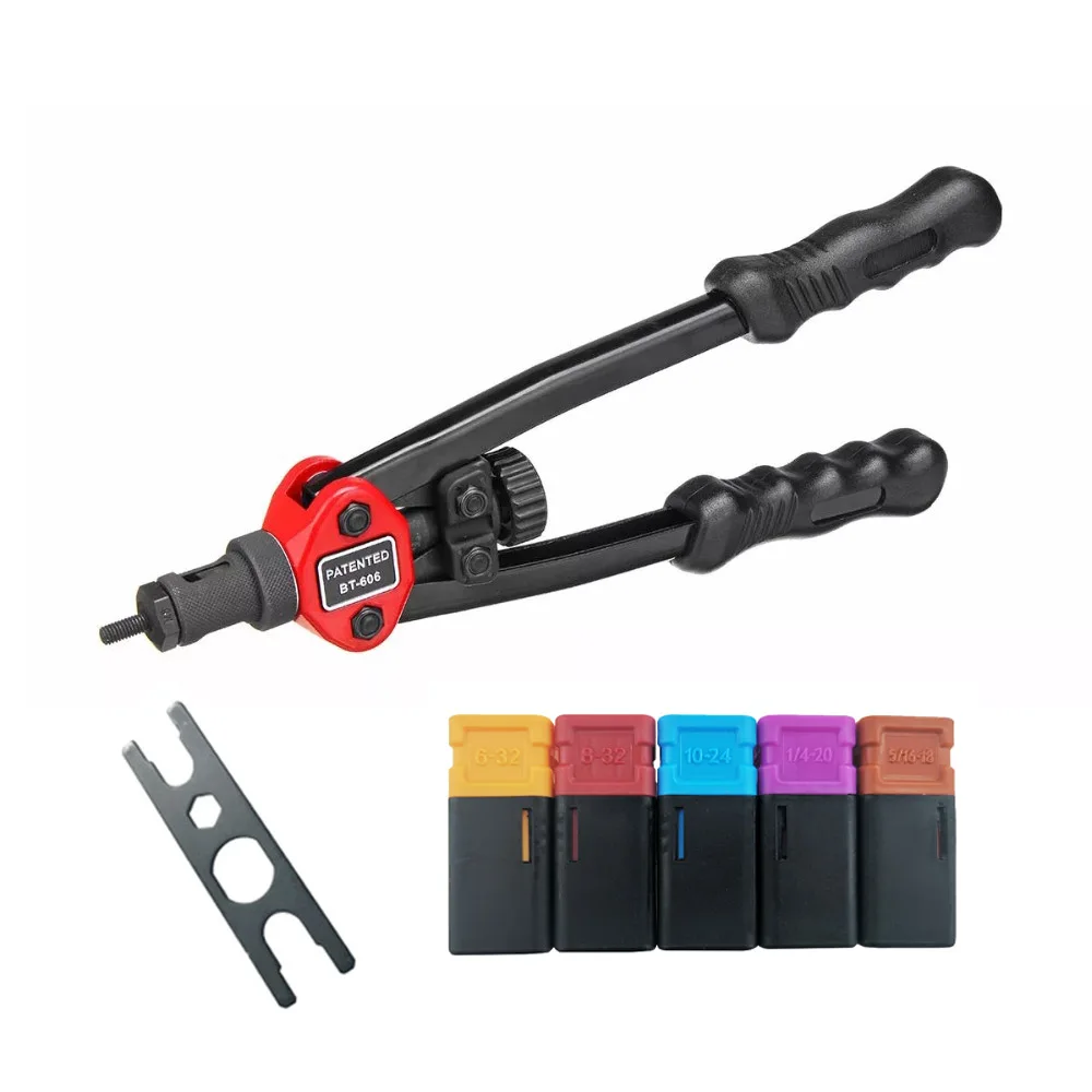 ALLSOME Rivet Nut Guns Auto Riveter Tool BT-606 Riveter Nut tool Hand Insert Rivet Tool Manual Mandrels 6-32 8-32 BT-605