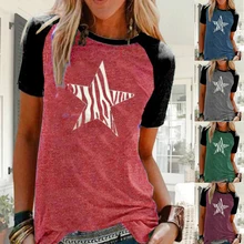 Cotton T-shirt Tops Women Printed Loose Short Sleeve Tshirt Summer Tees Tops