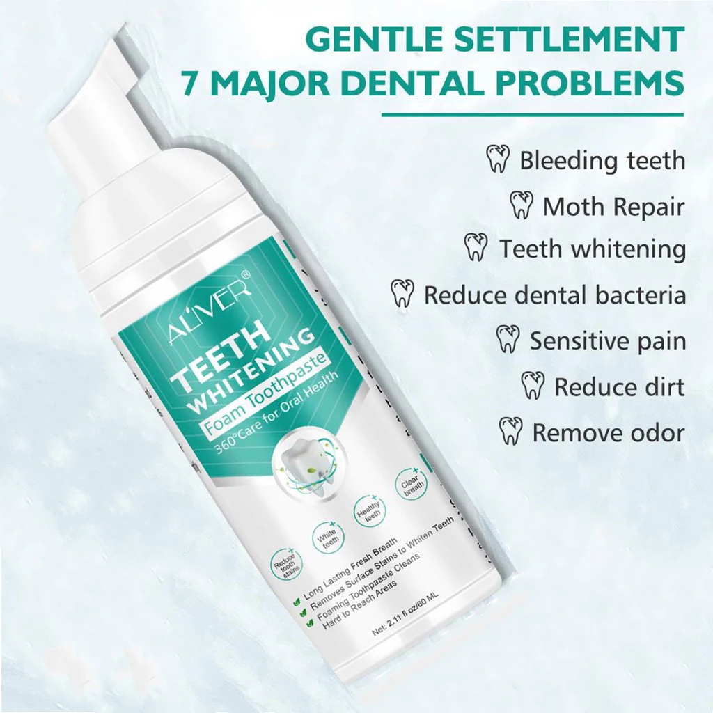 Teeth Whitening Cleaning Foam Toothpaste Cleaning Gums Freshen Breath 60ml Teeth Whitening Cleaning Foam Toothpaste Cleaning Gums Freshen Breath 60ml