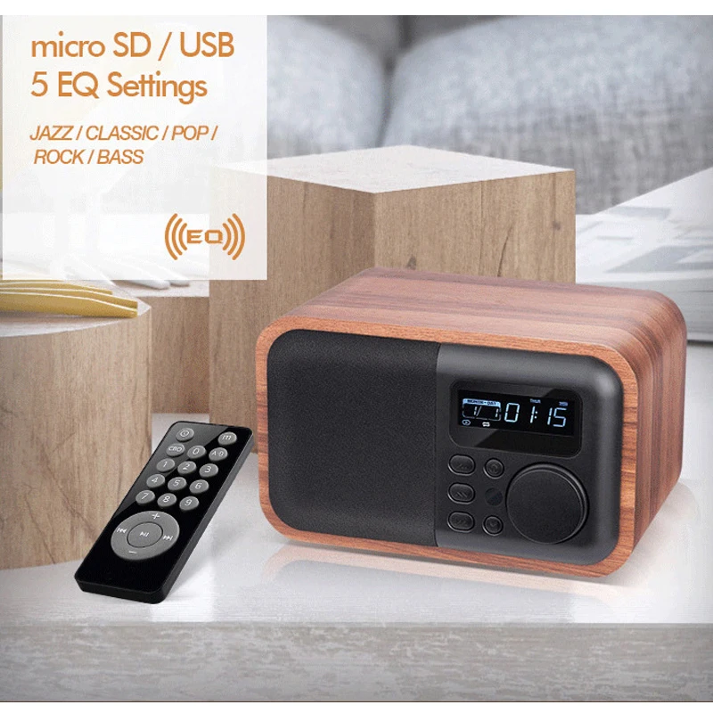 Небольшой аудио сабвуферный микрофон с Блютуз плагин радио новая мебель деревянные Мультимедиа Мини-будильник