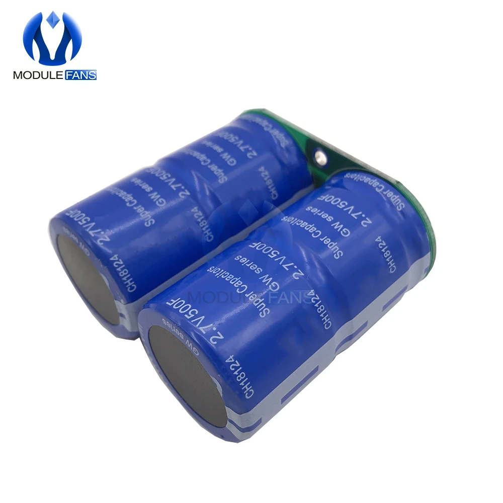 

Super Farad Capacitors 2PCS 2.7V 500F Super Capacitor with Protection Balance Board Single Rows 5.4V 250F Ultracapacitor for Car