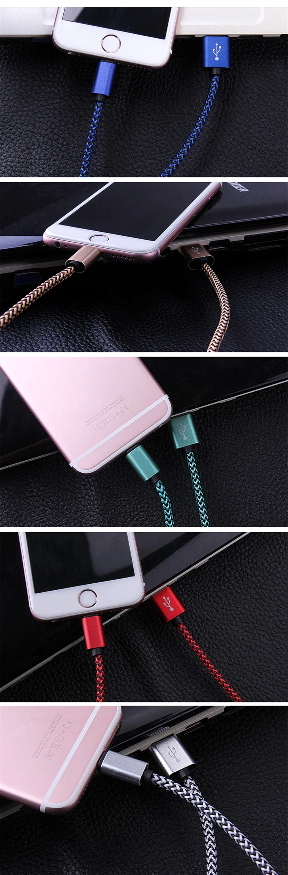 Металлический Плетеный USB кабель синхронизации данных и зарядки для iPhone 6, 6 S, 7, 8 Plus, X, 5, 5S, SE, быстрое зарядное устройство для телефона, USB кабель, 2 м, 3 м, для iPad 4, 5, 6
