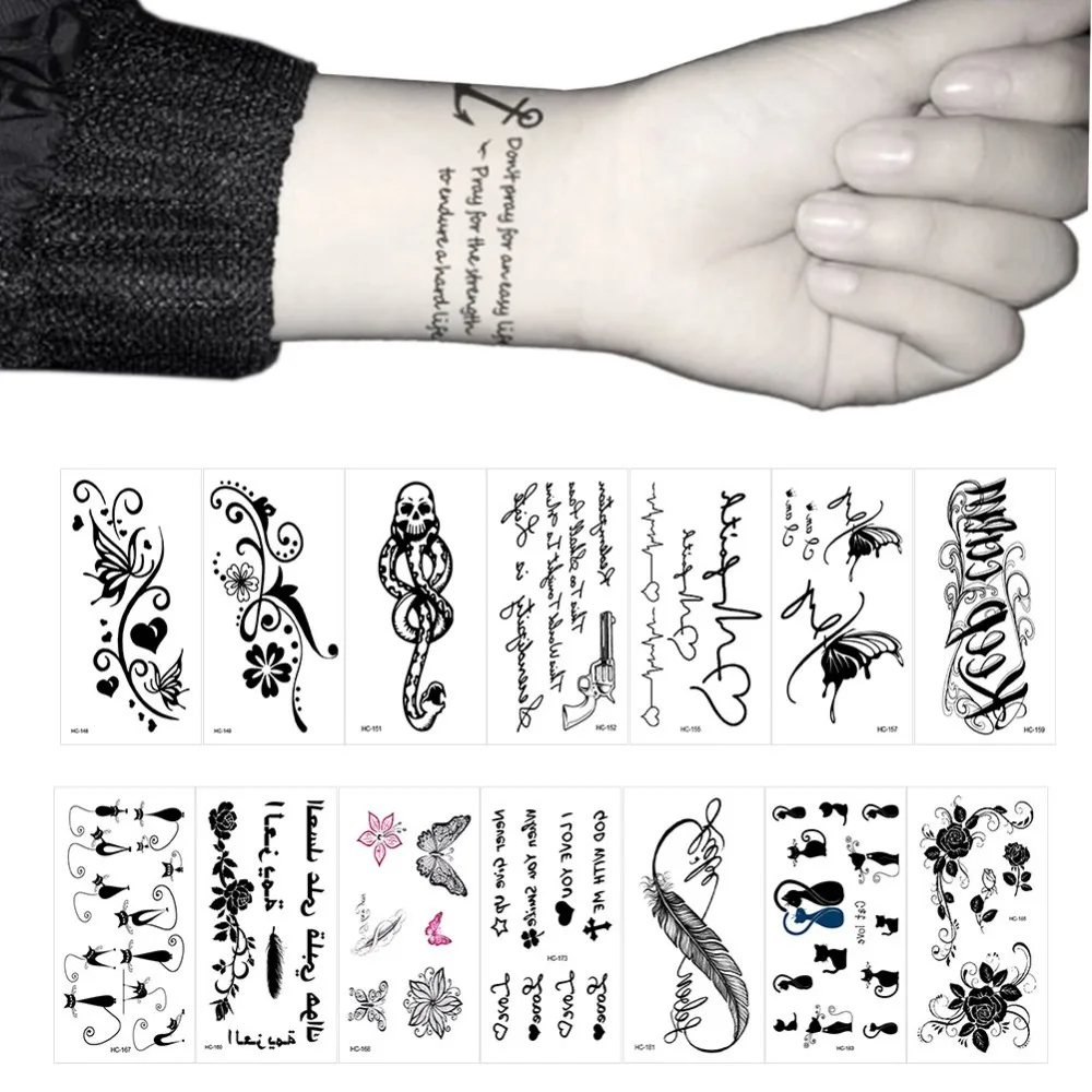 Fake Tattoos Temporary-Tattoo-Sticker Flash-Tatoo Henna Body-Art Waterproof Women Cat