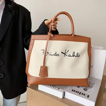 

Women handbag High capacity Casual Canvas big totes 2020 new Branded Trend ladies Hand Bag Travel handbags bolsa Letter black