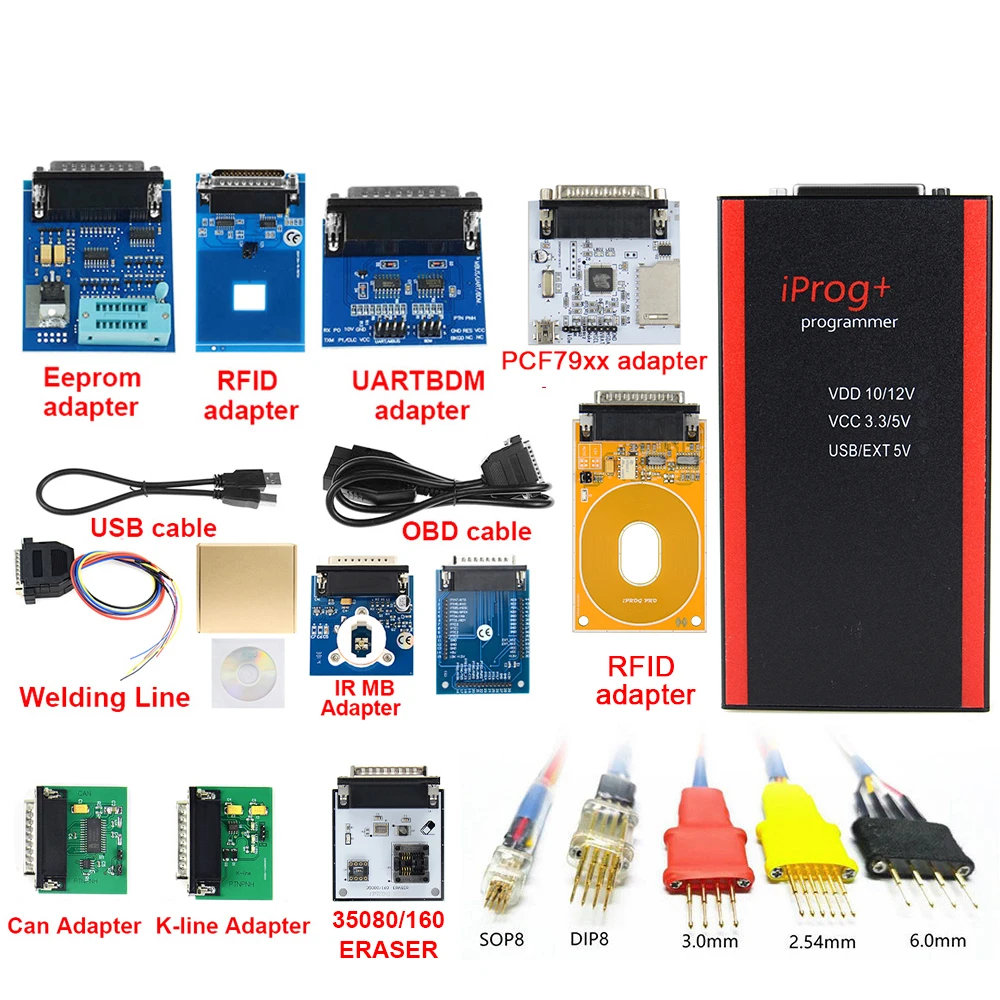 2022 V87 Iprog+ Key Programmer Support IMMO + Reset Iprog Pro Till 2019 with 11 adapter with free shipping engine temperature gauges