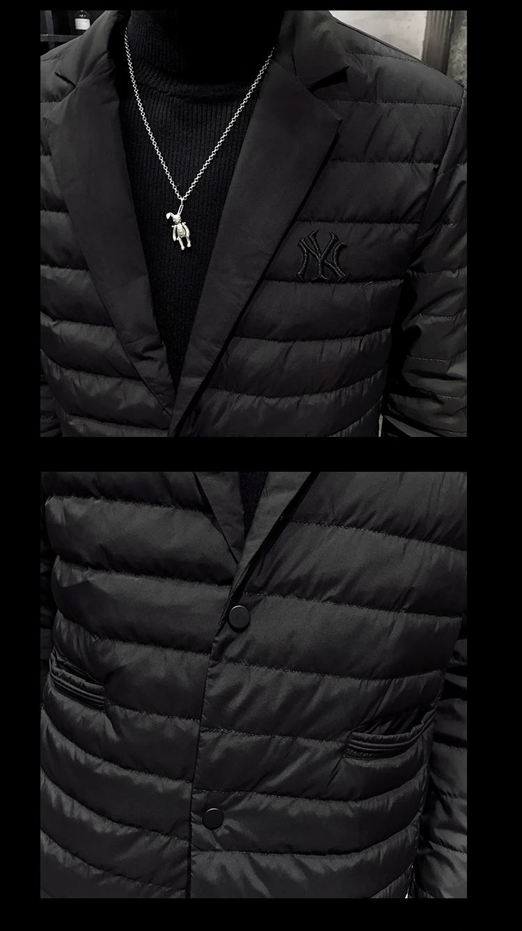 Autumn And Winter New Style Suit Collar MEN'S Coat Casual Thin down Jacket Men's Handsome Embroidered Tops Men's