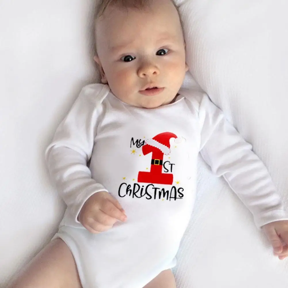 

Winter Merry Christmas Newborn Romper With Cartoon Suit Birthday Print Baby Years For First Gift Long Crawl Sleeve E0P4