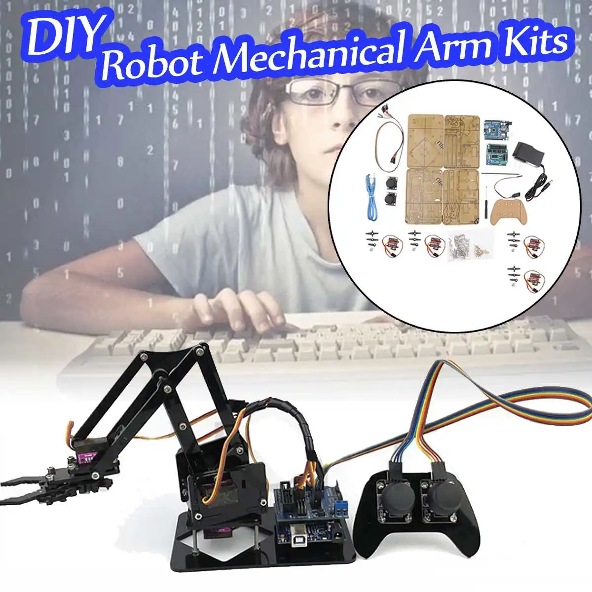 

4 DOF Robot Manipulator Metal Alloy Mechanical Arm Clamp Claw Kit mg90s SNAM2000 for Arduino Robotic Education