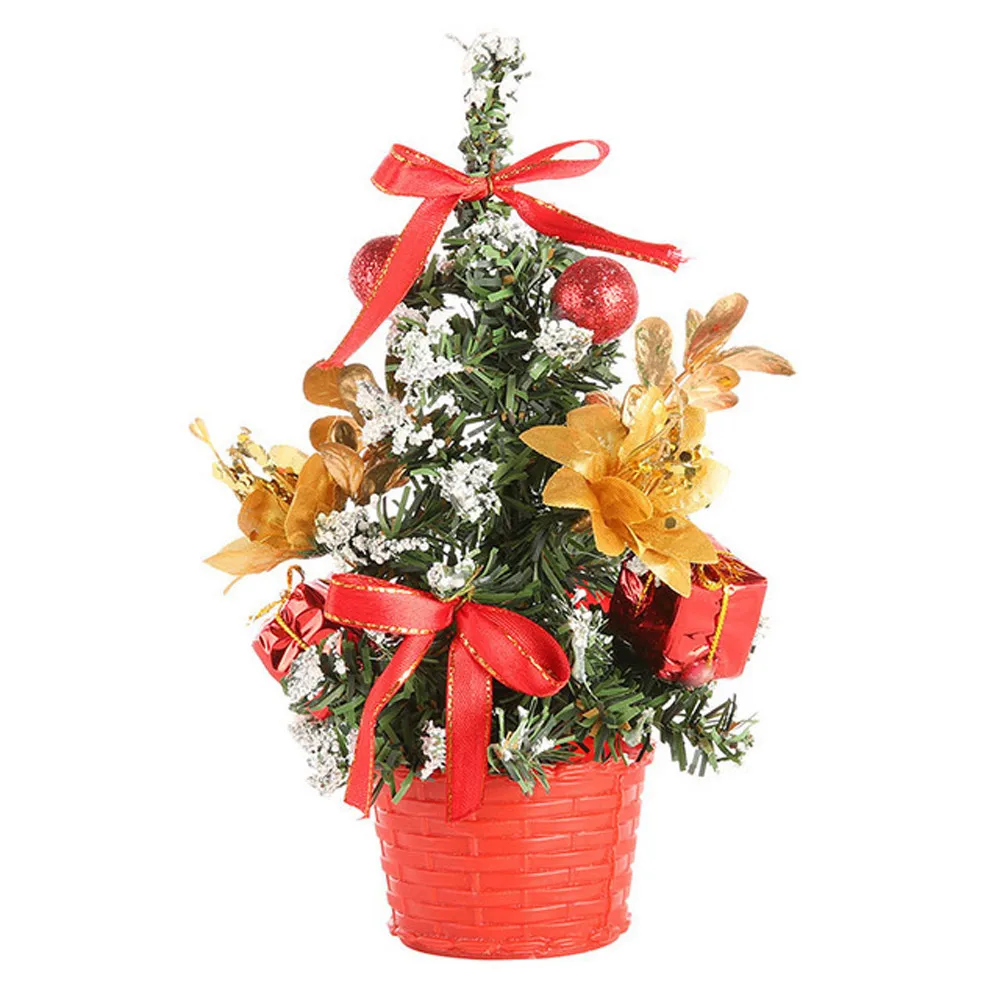 Искусственная Настольная мини-елка украшения Праздничная елка 20 см доспехи украшения стола детские рождественские подарки - Цвет: Красный