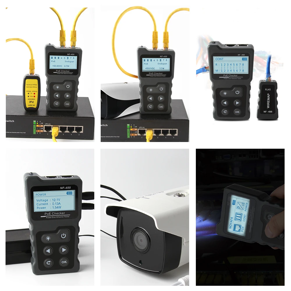 NOYAFA NF-8209/NF-488 RJ45 Cable Tracker Lan Tester PoE Ethernet cat5 cat6 Network Tools LCD Display Measure Length