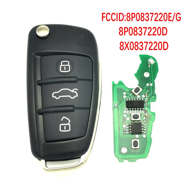 DATONG WORLD CAR REMOTE KEY FOR AUDI A3 S3 TT A4 S4 2005-2013 YEARS PART NUMBER 8P0837220D 434MHZ 48 CHIP AUTO SMART CONTROL KEY