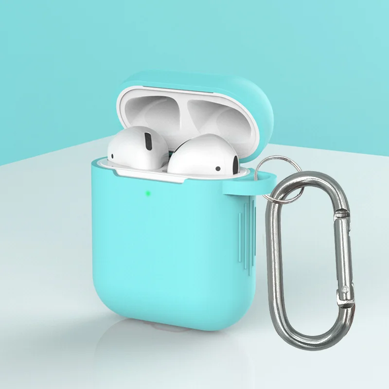 Airpod Case Cover For Apple Soft Silicone Case For Airpods wireless headsets Charger Case Airpods 1/2 universal hanger cover - Цвет: Mint Green