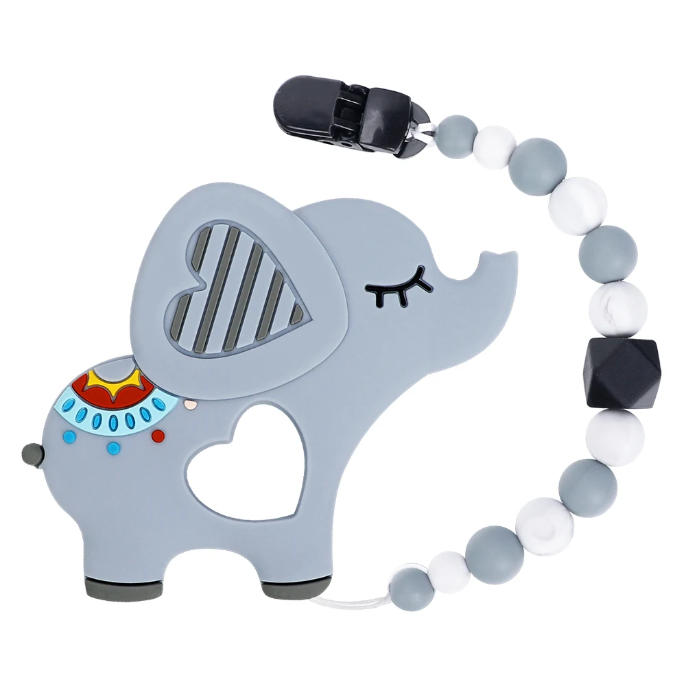 1 шт слон Силиконовая соска цепи BPA Бесплатно Детские прорезывающиеся ожерелья пустышка жевательные игрушки держатель с зажимом для соски-пустышки игрушка для прорезывающихся зубов с героями мультфильмов - Цвет: YYY968-05-E