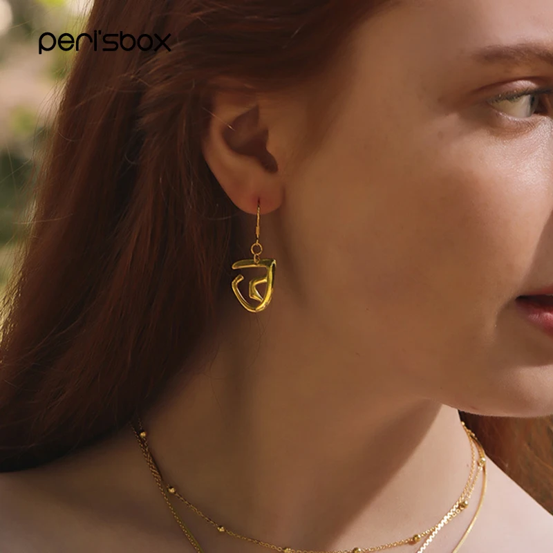 

Peri'sBox Geometric Gold Twisted Earrings for Women 925 Sterling Silver Earrings Drops Hook Shape Drop Earrings French Jewelry