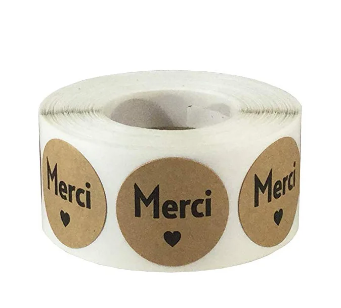 Merci французские Спасибо наклейки этикетки для печати в рулоне милые наклейки для торта упаковка этикетка канцелярские наклейки цветок 500p в рулоне