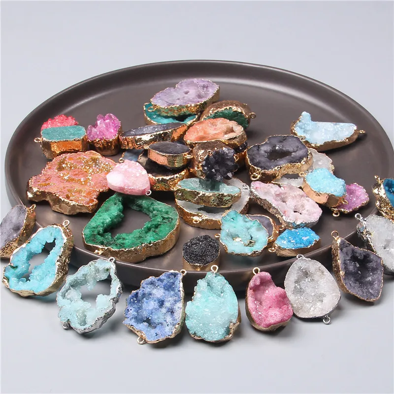 2 шт. оптовая продажа натуральные цветные хрустальные Агаты соединители для