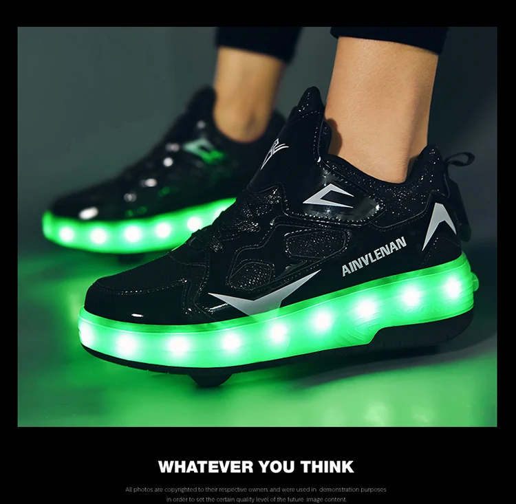 2021 New 27-40 USB Charging Children Sneakers With 2 Wheels Girls Boys Led Shoes Kids Sneakers With Wheels Roller Skate Shoes girls shoes