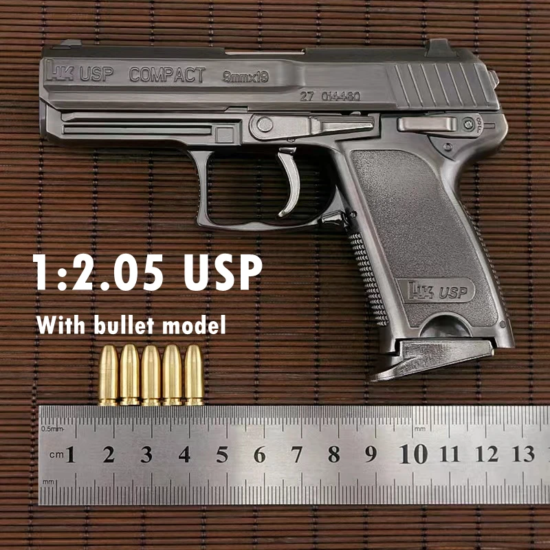 1:2.05 Alloy Metal USP Miniature Model Gun Pistol Toy Detachable Cartridge Case Throwing Can Not Shoot Collection Gift | Дом и сад