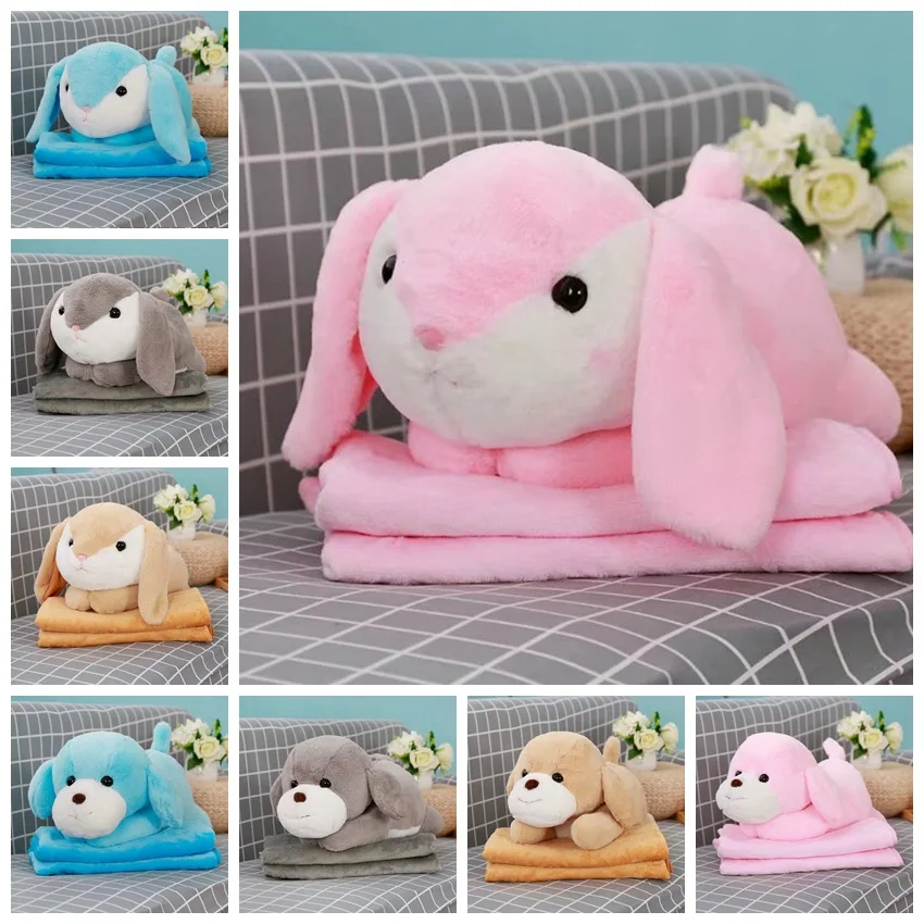 

Rabbit Sitting Dog Pillow Blanket Dual Purpose Cartoon Pillow Air Conditioner Blanket Doll Blanket Cushion Lunch Break Blanket