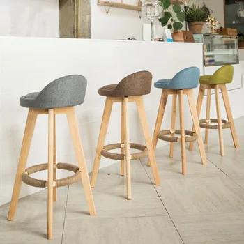 

Nordic brief 360 degree revolve Creaive bar stool and tabel bar stools for home Vintage style solid wood bar chair kitchen