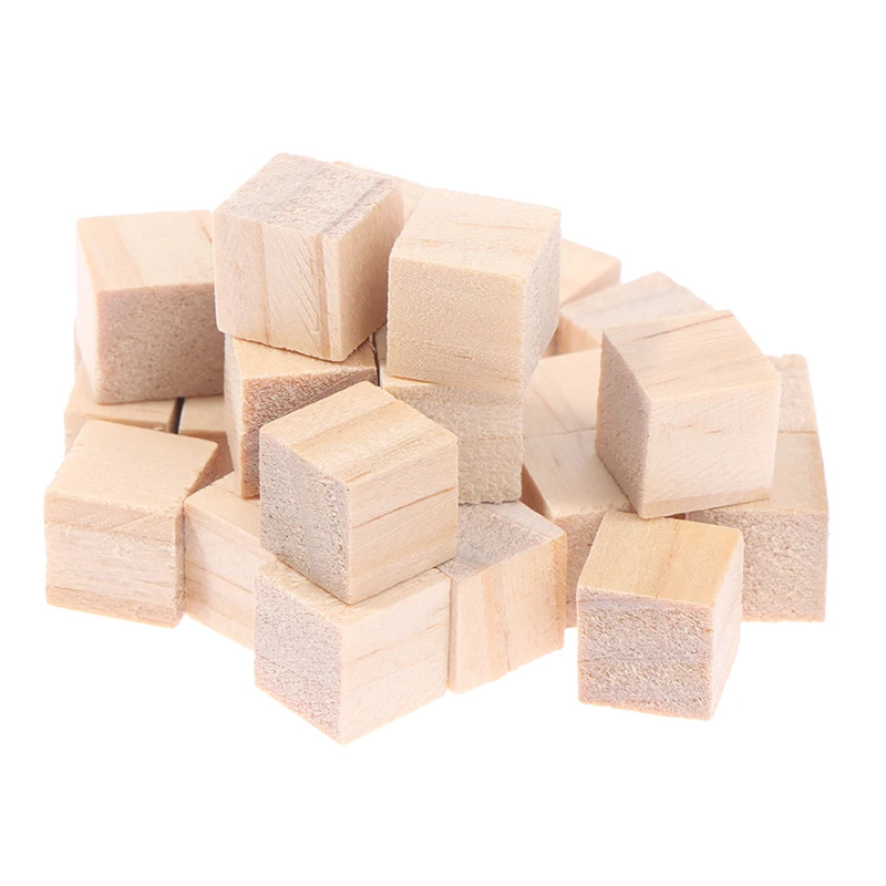 100Pcs/lot Wooden Cubes Unfinished Square Wood Blocks For Math Making Craft DIY Projects Gift | Игрушки и хобби