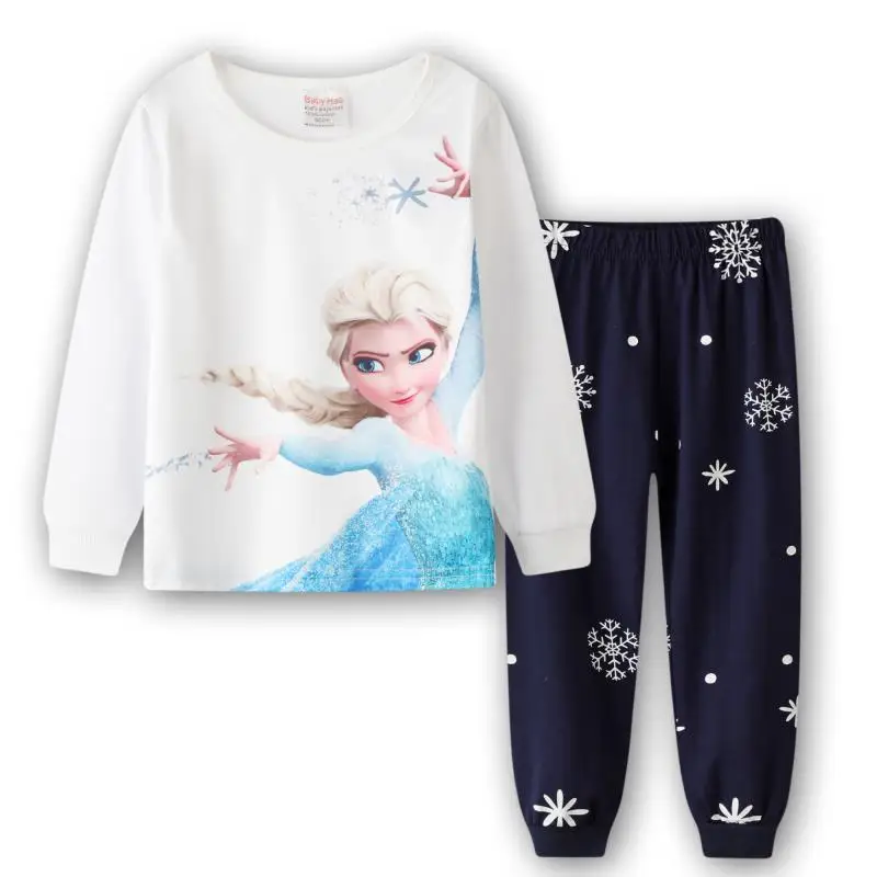 Hot Children's Pajamas Anna Elsa Sleepwear Long Sleeve T-shirt Sports Pajamas Set Cartoon Kids Boys Girls Baby Pajama