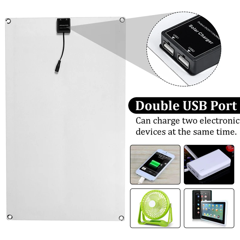 70 Вт Панели солнечные 5 V/18 V Dual USB Автомобильное зарядное устройство с автомобильным Зарядное устройство+ 10/20 Вт, 30 Вт, 40A USB, зарядное устройство солнечной Зарядное устройство контроллера для кемпинга на открытом воздухе светодиодный светильник