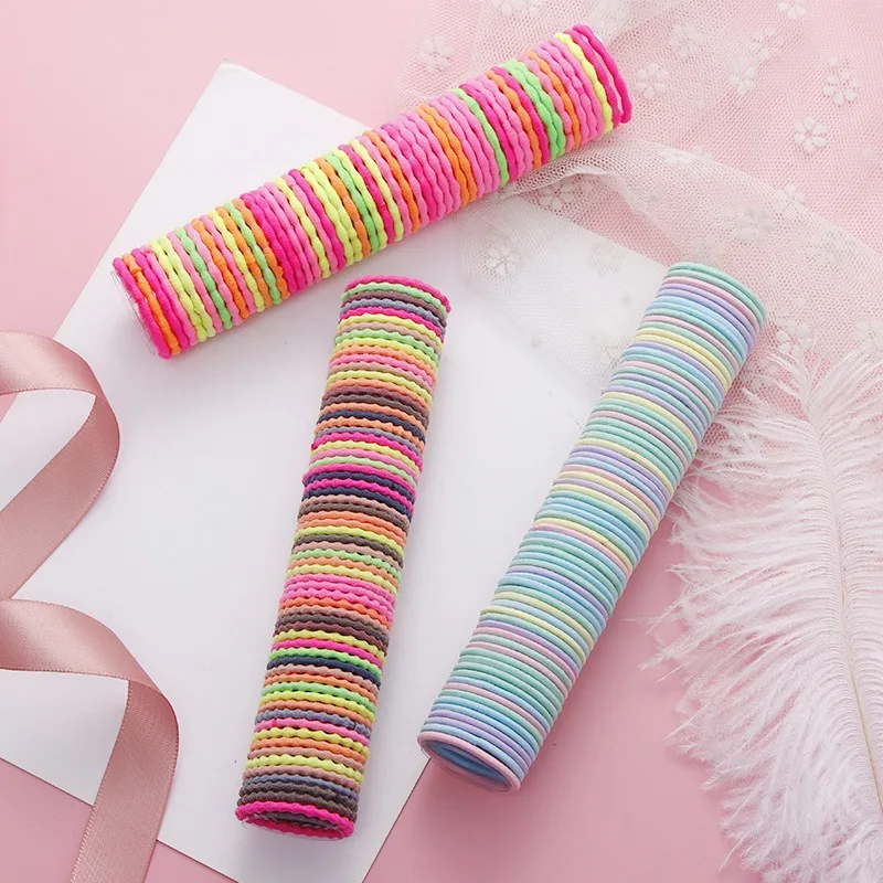 

50pcs/Lot Girls Colorful Spiral Elastic Hair Band Children Cute Ponytail Holder Rubber Band Kid Headband Decorations Scrunchies