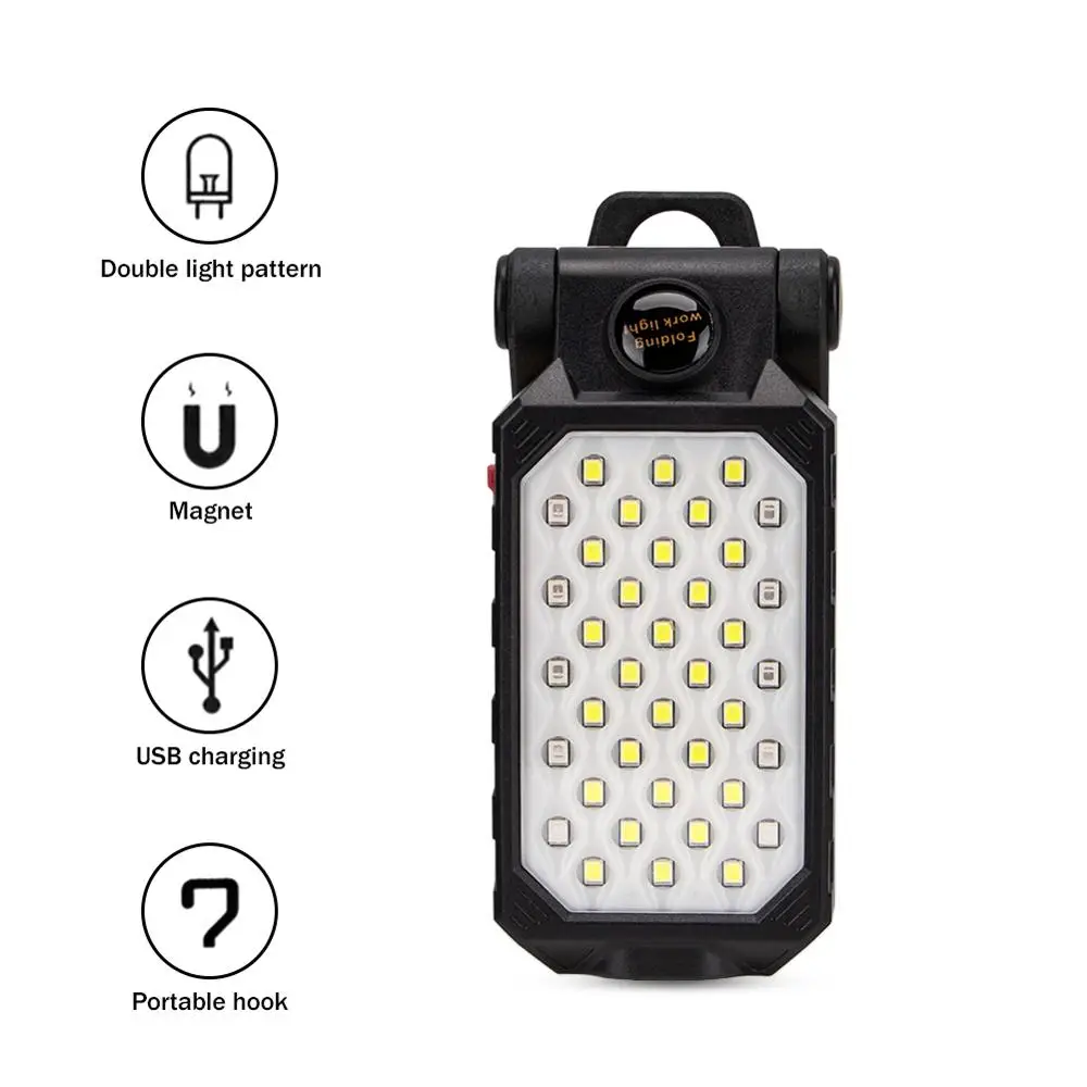 US $11.79 4 Modes LED Work Light USB Rechargeable Foldable Camping Lamp With Hook Portable Magnet Torch Lantern Flashlight For Ourdoor