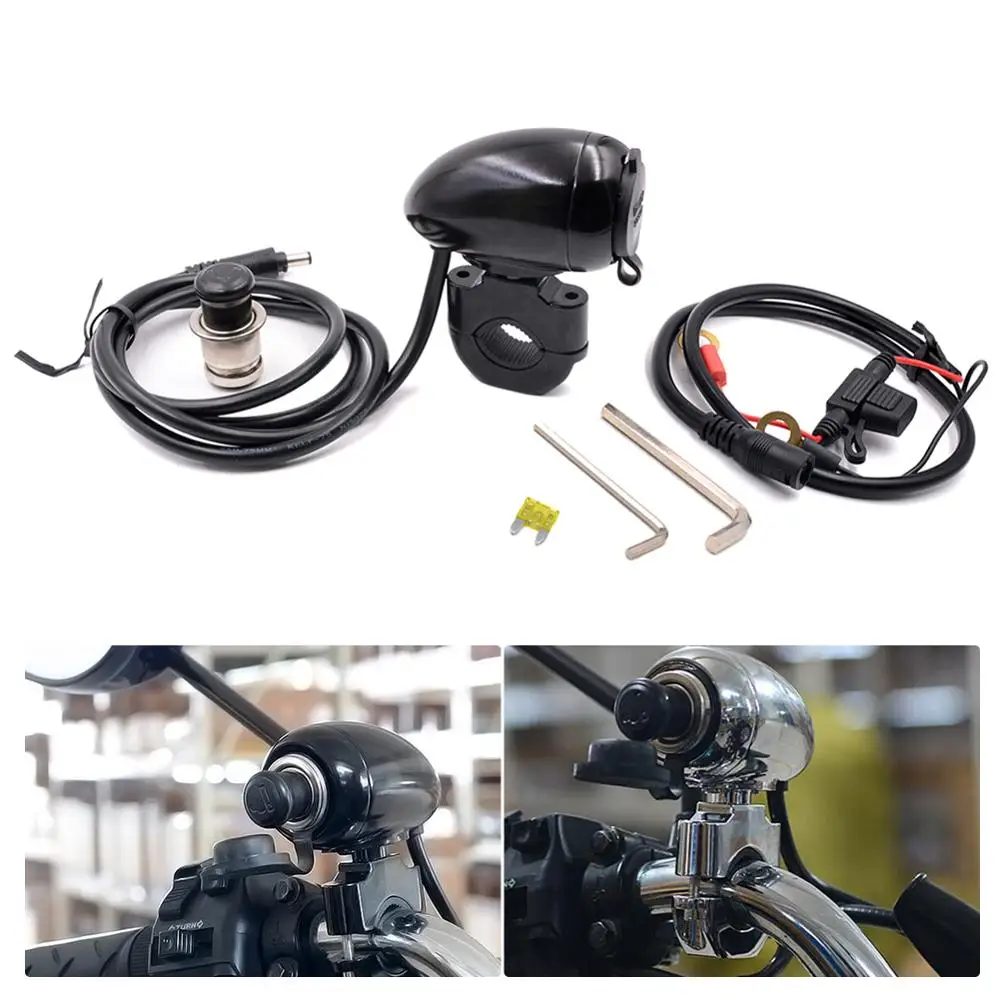 

Waterproof Motorcycle Cigarette Lighter Socket 12V-24V with Cigarette Light Butt Available for USB Adapter Inserted to Power Pho