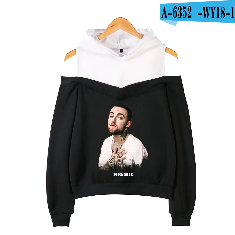 Mac Miller толстовки для плавания с открытыми плечами Женская Повседневная Толстовка в стиле хип-хоп с длинными рукавами с героями мультфильмов эксклюзивная Kpop WY18 - Цвет: Black