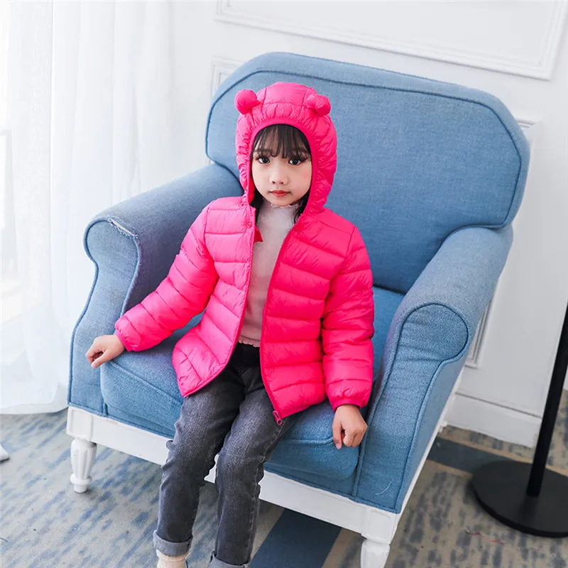 Chlidren Kids Boys Girl Winter Coats Jacket Zip Thick Ears Snow Hoodie Outwear (9)