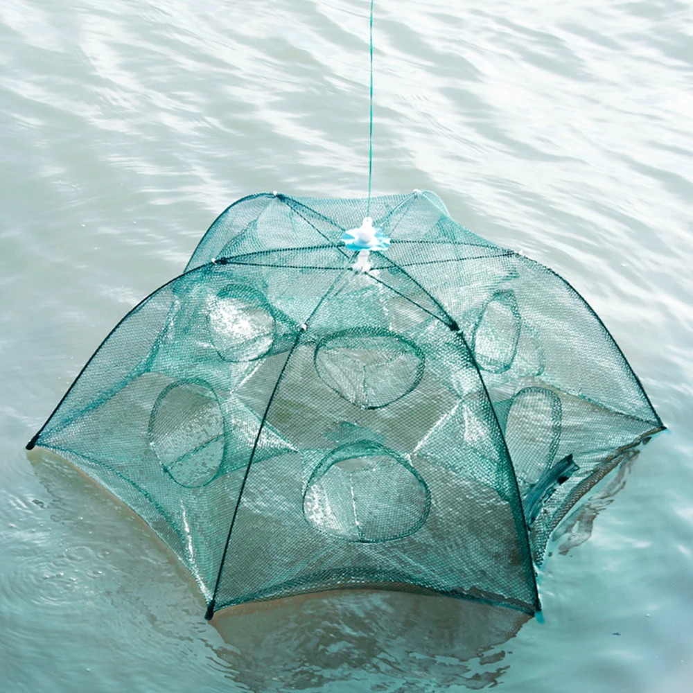 4-28 Holes Automatic Fishing Net Nylon Foldable Catch Fish Trap Nets For Fish Shrimp Minnows Crab Cast Mesh Fishing Network Tool fishing net fishing traps