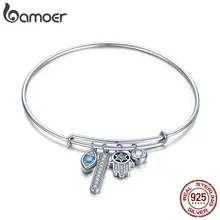 BAMOER Новое поступление Аутентичные 925 пробы серебро Хранитель хамса руки Форма Для женщин Браслеты золота браслет Серебряные ювелирные изделия SCB128