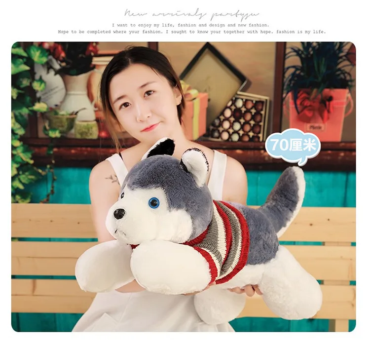 

Hot Selling Sweater Husky Dog Doll Pillow Children Plush Toys Napping Pillow Home Decoration