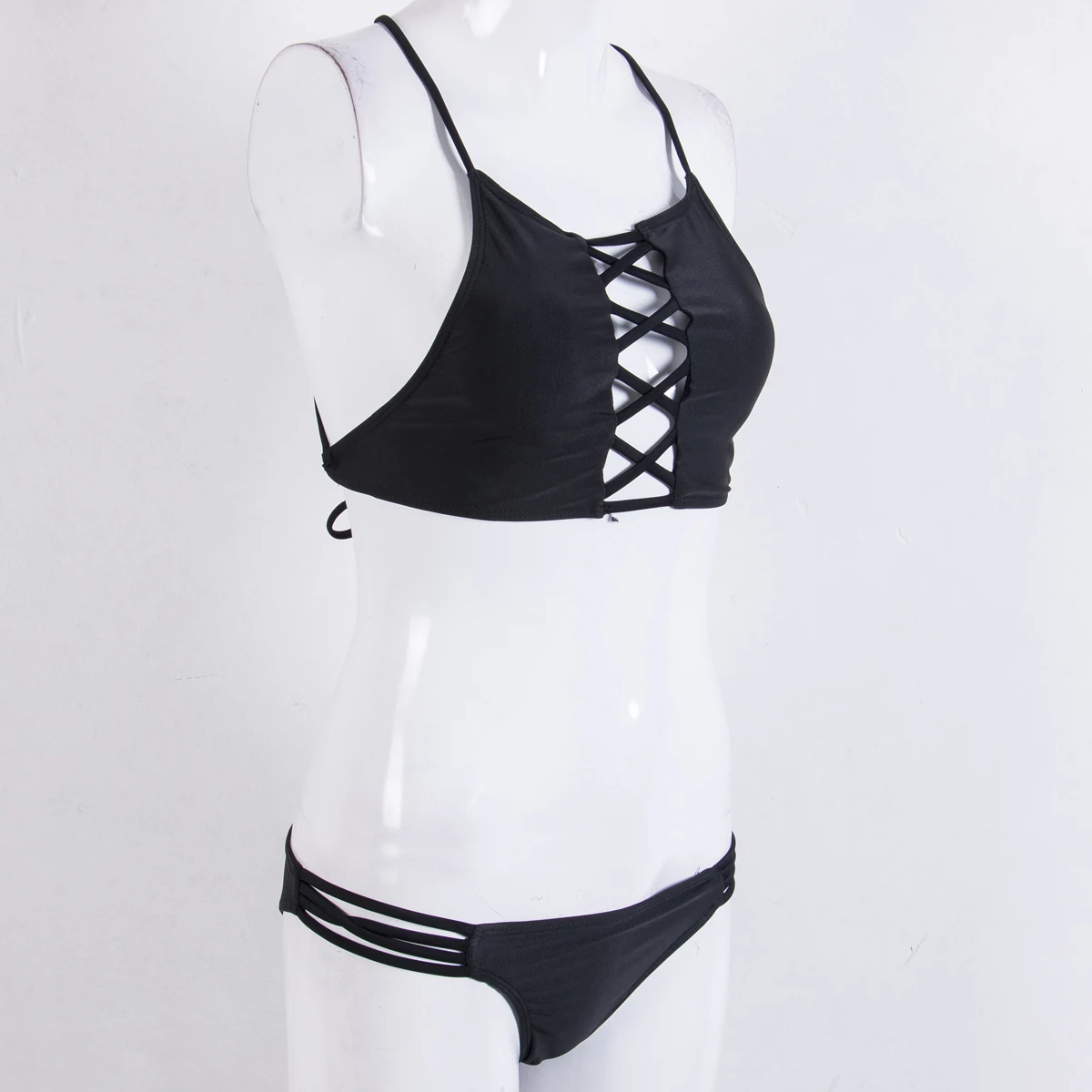 

Women Sexy Bandage Cross Halter Bikini Set Swimsuit Halter Bikini Push Up Swimwear
