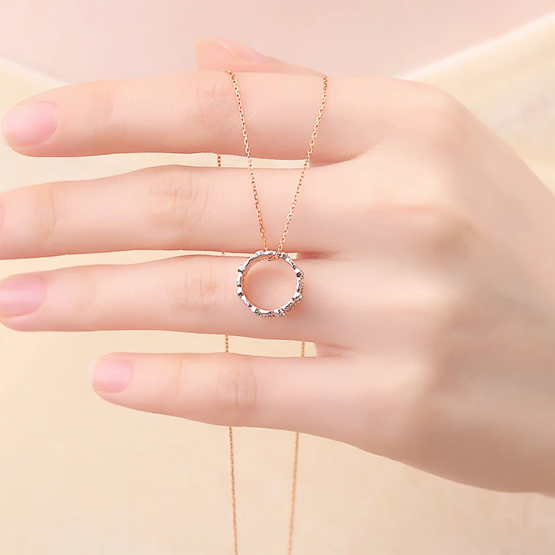 Aazuo с настоящими бриллиантами 18K розовое золото Модный движущийся кулон с цепочкой ожерелье одаренное для женщин Свадьба Au750