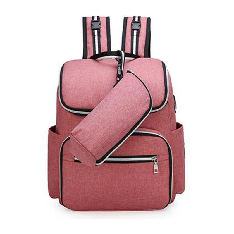 Детские пеленки сумка с USB интерфейсом Mommy путешествия рюкзак для беременных подгузник сумка для младенцев кормящих водонепроницаемые сумки для мамы - Цвет: pink