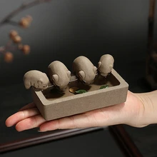 1 шт. Фиолетовый Глиняный чай для домашних животных маленькие поросята питьевая вода китайский сырой керамики чайный набор кунг-фу украшение дома Чай Аксессуары