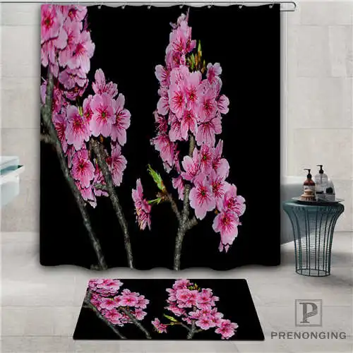 Пользовательские flower_black_background водонепроницаемый Душ занавес дверной коврик домашняя Ванна Ткань полиэстер для ванной разные размеры#-1-05-48 - Цвет: Shower Curtain