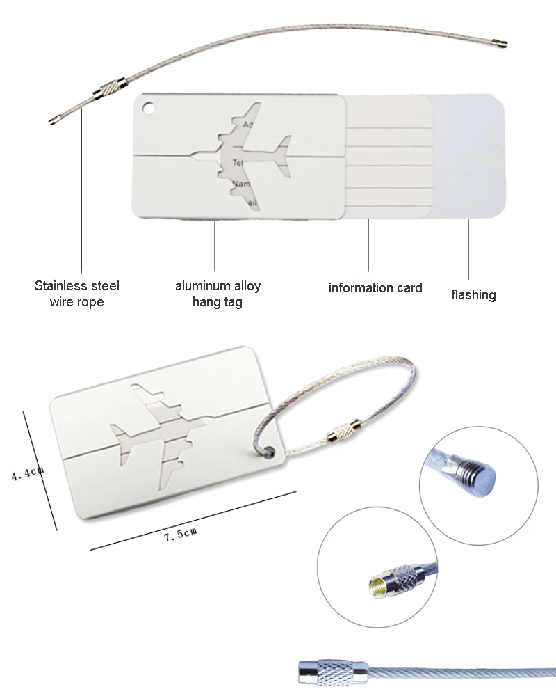 Багажные бирки из алюминиевого сплава, багажная бирка для чемодана, адрес, этикетка, держатель, аксессуары для путешествий, ярлык, имя, адрес, ID, багажная бирка