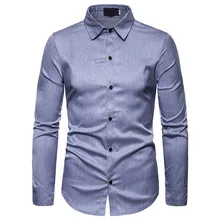 Чисто синяя классическая мужская рубашка, весна, брендовые модные базовые офисные повседневные топы, рубашки с длинным рукавом, Мужская одежда для работы, бизнеса